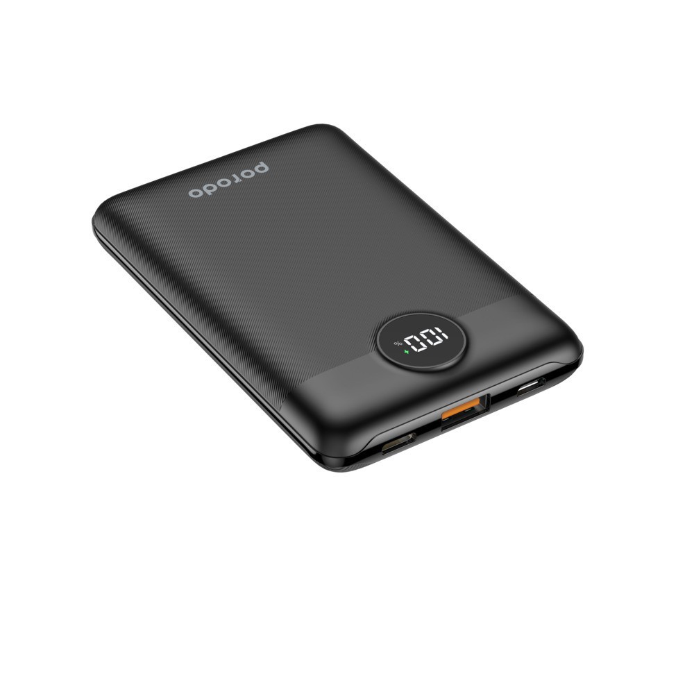 Porodo Super Slim Power Bank 10000mAh PD 20W QC3.0 - Black